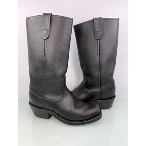 Double H 5008 Black Leather Longhorn Biker Motorcycle Boots Womens 7.5 M USA
